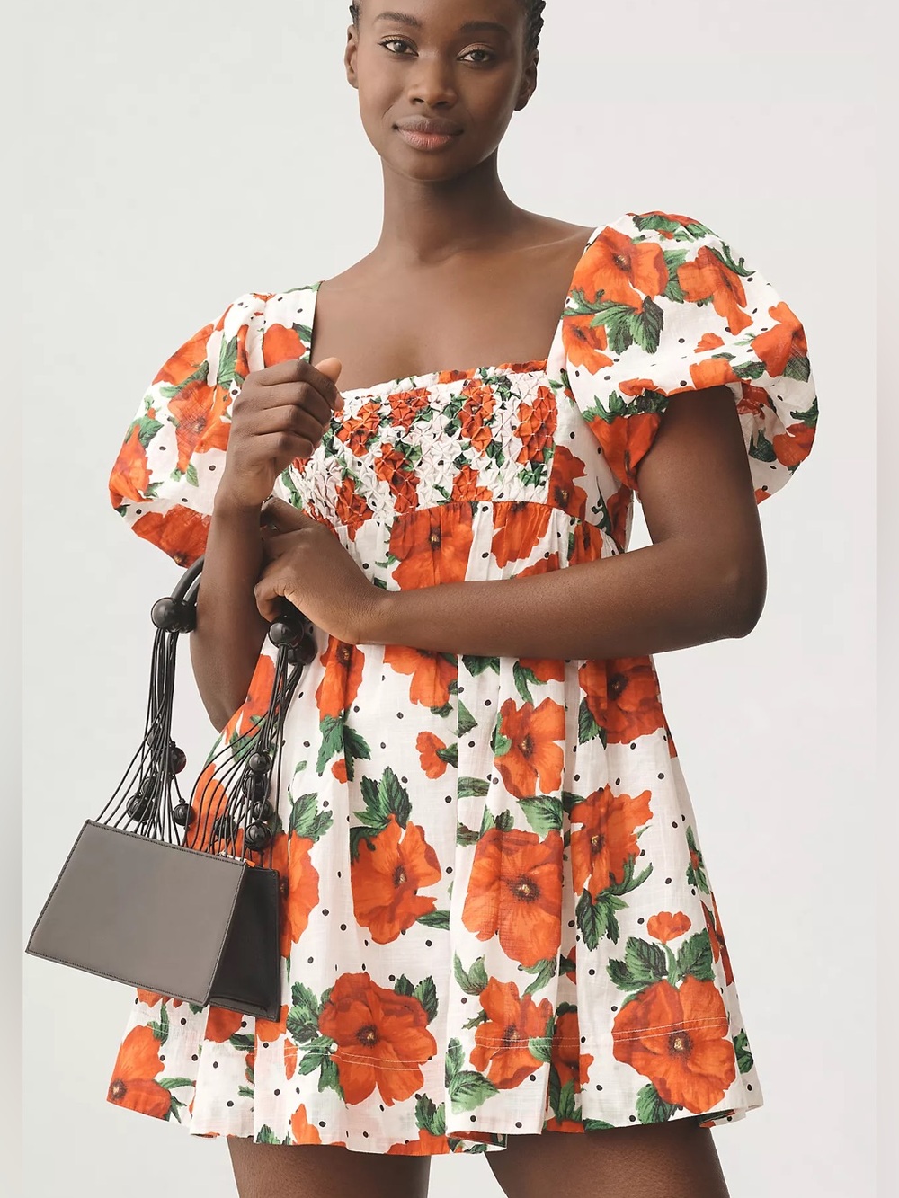 Anthropologie Maeve Square-Neck Smocked Babydoll Dress